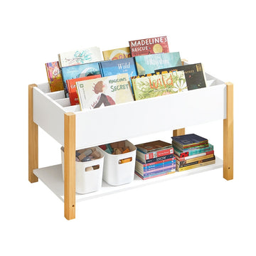 Kinderboekenplank - Speelgoedplank - Opbergrek - MDF & Grenen Constructie - Veelzijdige Verdelers - Kindvriendelijke Hoogte - 85cm x 45cm x 42cm