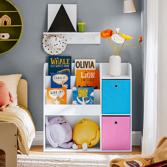 Kids Boekenplank - Kinderorganizer - Speelgoedopberger - PB(E1) / non-woven stof - 89cm x 87cm x 35cm