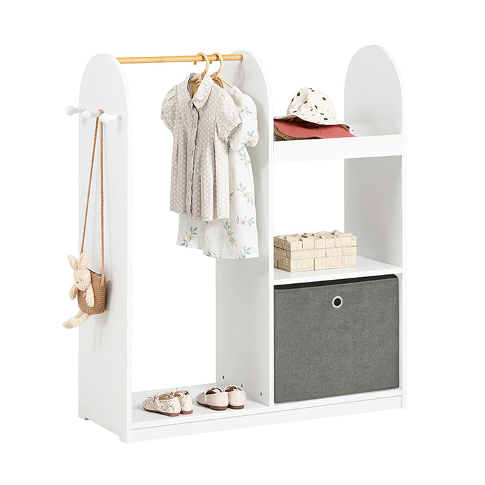 Kindergarderobe - Organisator voor kinderkleding - Opbergmeubel - MDF en niet-geweven stof - Kindvriendelijke hoogte - 97 cm x 108 cm x 35 cm