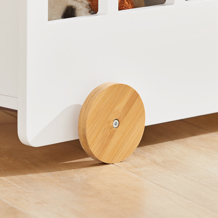Kinderplank - Speelgoedplank - Opbergrek voor Kinderen - MDF & Bamboe - Verrijdbaar met Wielen - Veilige Afgeronde Hoeken - Kindvriendelijke Hoogte - 68cm x 33cm x 43cm