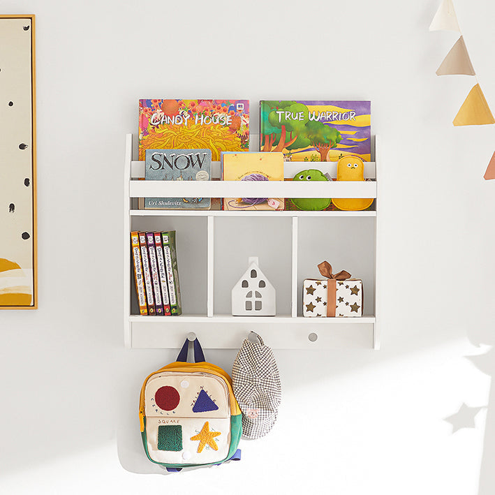Kinderboekenplank - Wandplank voor kinderen - Opbergorganisator - Duurzame MDF-constructie - Krasvrije viltglijders - Afgeronde veiligheidshoeken - 66 cm x 23 cm x 12 cm