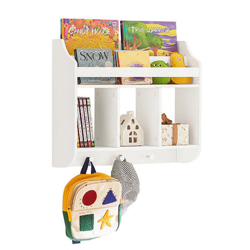 Kinderboekenplank - Wandplank voor kinderen - Opbergorganisator - Duurzame MDF-constructie - Krasvrije viltglijders - Afgeronde veiligheidshoeken - 66 cm x 23 cm x 12 cm