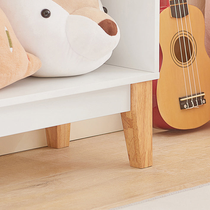 Kinderboekenplank - Speelgoedopbergrek - Kinderorganizer - Wit MDF en grenen - Veiligheid Anti-Tip - Stevige constructie - 60 cm x 80 cm x 25 cm
