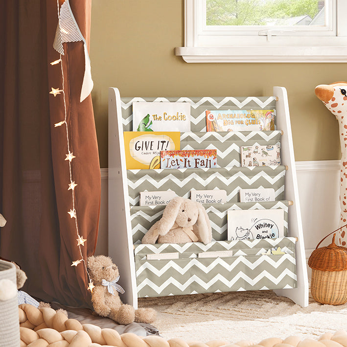 Kinderboekenplank - Tijdschriftenrek - Opbergorganisator - Duurzame polyester compartimenten - Veelzijdig ontwerp - Ideaal voor peuters - 63 cm x 76 cm x 28 cm