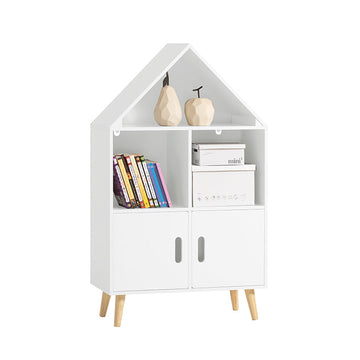 Kinderboekenplank - Speelgoedplank - Opbergrek - Constructie van MDF en grenen - Veiligheidsvoorzieningen - Anti-tip-apparaten - 60 cm x 103 cm x 30 cm