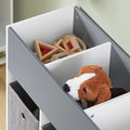 Kinderopbergrek - Speelgoedorganisator - Mobiele boekenkast - Duurzame MDF- en stoffen bakken - Gemakkelijke mobiliteit met afsluitbare wielen - Kindvriendelijke hoogte - 80 cm x 63 cm x 30 cm