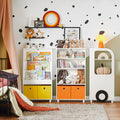 Kinderboekenplank met opbergdozen - Speelgoedorganizer - Boekenkast - MDF en Bamboe - Muurvast - Eenvoudige montage - 60 cm x 110 cm x 25 cm
