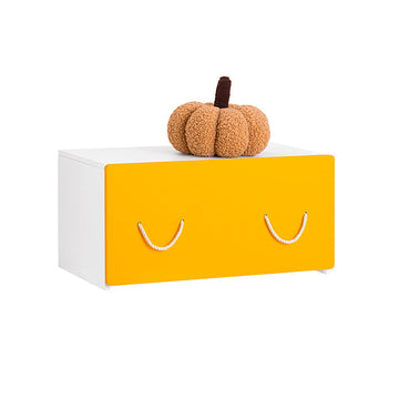 Speelgoedkist met wielen - Speelgoedkist met deksel - Kinderopbergdoos - MDF-constructie - Mobiel en veelzijdig - Ondersteunt tot 93 kg - 70 cm x 35 cm x 40 cm - Geel Wit