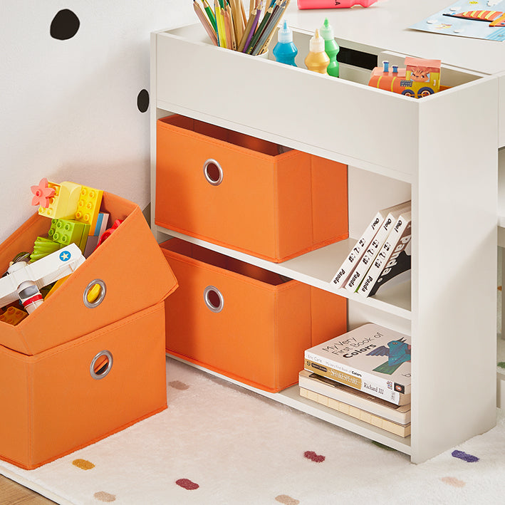 Activiteitentafel voor kinderen met 2 stoelen - Speeltafel - Speeltafel - Inclusief opbergbakken - Tafelblad voor tweeërlei gebruik - Ruimtebesparend ontwerp - Duurzame constructie - 87 cm x 50 cm x 50 cm
