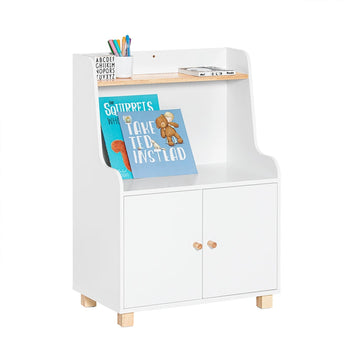 Kinderboekenplank - Opbergrek - Speelgoedorganisator - Verstelbare planken - Stevige rubberen houten poten - Ruimtebesparend ontwerp - 60 cm x 87 cm x 35 cm