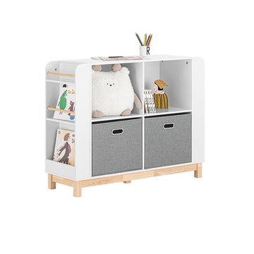 Kinderspeelgoedopbergplank - Kinderboekenkast - Speelgoedorganizer - MDF en rubberhout - 100 cm x 80 cm x 35 cm