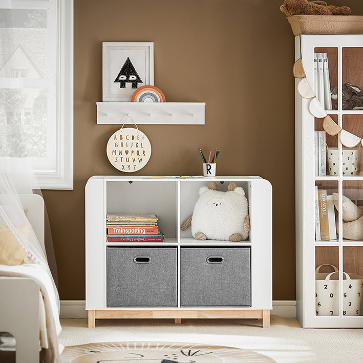 Kinderspeelgoedopbergplank - Kinderboekenkast - Speelgoedorganizer - MDF en rubberhout - 100 cm x 80 cm x 35 cm