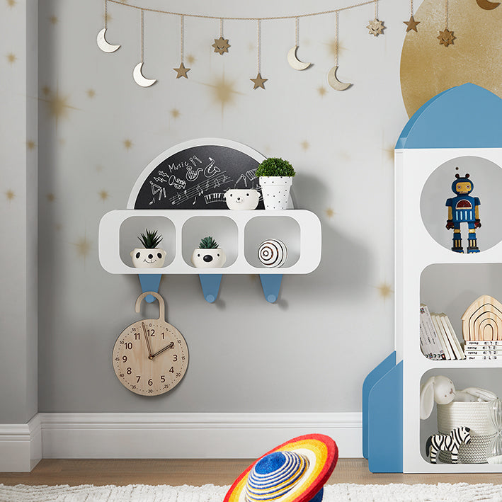 Kindergarderobe met Creatief Bord - Kinderplank - Wandkapstok - Ophangopslag - Veilige afgeronde hoeken - Eenvoudige montage - 60 cm x 36 cm x 20 cm