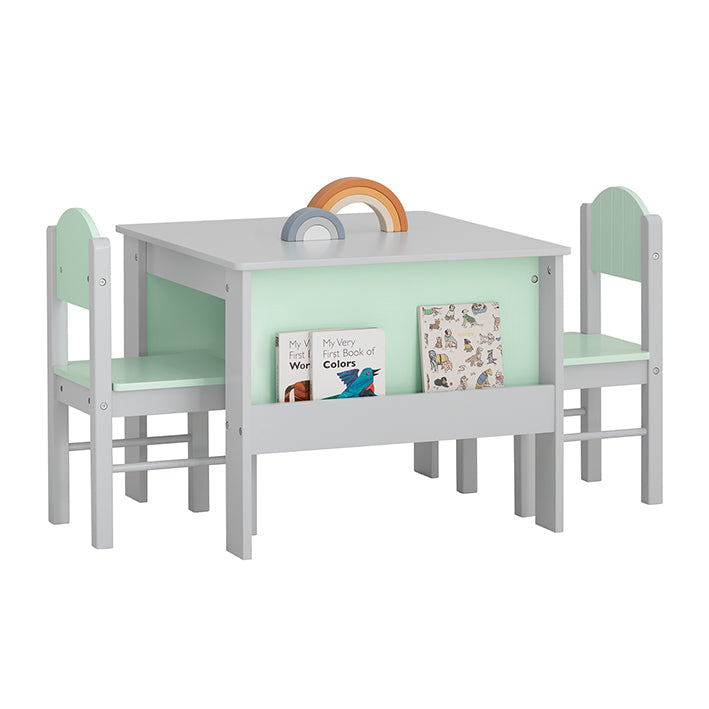 Kindertafel en stoelenset - Kindermeubels - MDF(E1), Hout - Boekenplank - Stabiele steun - 60cm x 60cm x 48cm