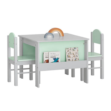 Kindertafel en stoelenset - Kindermeubels - MDF(E1), Hout - Boekenplank - Stabiele steun - 60cm x 60cm x 48cm