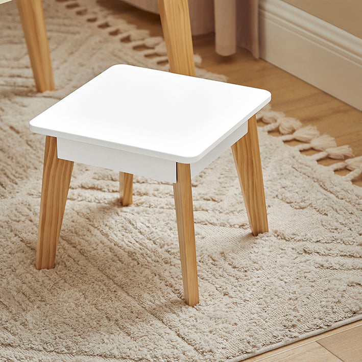 Kinderactiviteitentafelset met 2 krukken - Studiebureau - Knutseltafel - Ruimtebesparend ontwerp - Duurzame constructie van MDF en grenen - Inclusief papierrolhouder - 80 cm x 50 cm x 48 cm