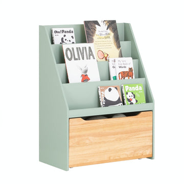 Kinderboekenkast - Kinderopbergorganisator - Speelgoedkist met Wielen - Gemakkelijk te bereiken ontwerp - 62x80x30cm