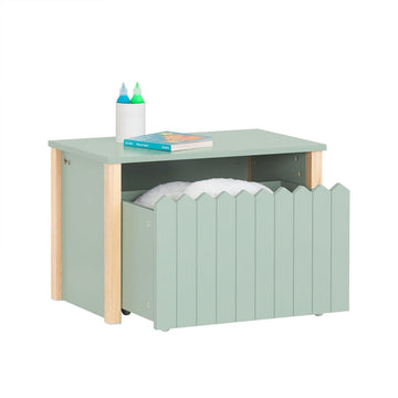 Kinderopberger - Speelgoedkist - Organizer Box - Verborgen Opbergruimte & Wielen - MDF & Rubberhout - 60x34x41cm