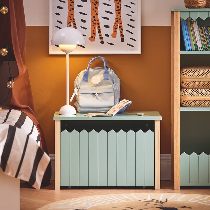 Kinderopberger - Speelgoedkist - Organizer Box - Verborgen Opbergruimte & Wielen - MDF & Rubberhout - 60x34x41cm