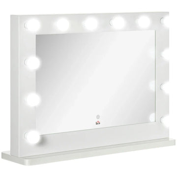 Hollywood make-upspiegel met 12 dimbare leds | Kleur: Wit | Afmetingen: 80x20x60 cm