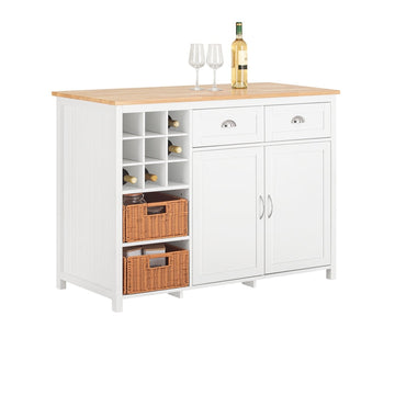 Kitchen Island - Bartafel - Drankstation - Opbergkast - Rubberwood Blad - 120cm x 90cm x 56cm