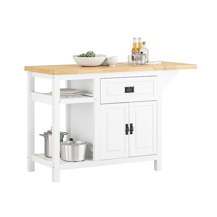 Kitchen Island - Dressoir - Bartafel - Uitbreidbaar ontwerp - Verstelbare opbergruimte - Eenvoudige montage - 110-145 cm x 95 cm x 60 cm