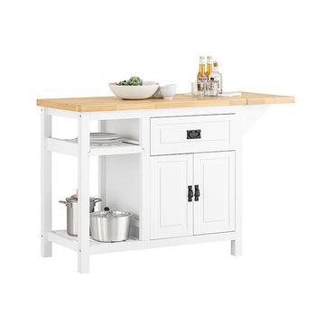Kitchen Island - Dressoir - Bartafel - Uitbreidbaar ontwerp - Verstelbare opbergruimte - Eenvoudige montage - 110-145 cm x 95 cm x 60 cm