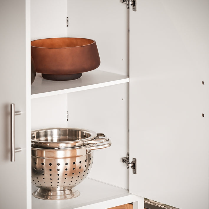 Keukeneiland Opbergkast - Eetbuffet - Displaystandaard - MDF - Metalen frame - Rubberhouten tafelblad - 170 cm x 89 cm x 60 cm