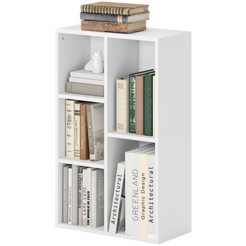 2-laagse boekenkast met 5 vakken | Kleur: Wit | Afmetingen: 50x24x80 cm