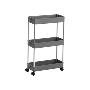 Keukentrolley - verrijdbaar rek met 3 niveaus - grijs - 40 x 13,5 x 60 cm