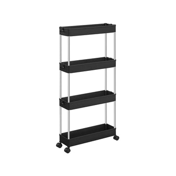 4-laags trolley - opbergtrolley - keukentrolley - zwart - 40 x 13,5 x 86 cm