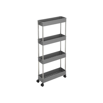 Keuken trolley op wielen - 4 etages - opbergrek - grijs - 40 x 12,5 x 86 cm