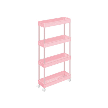 4-laags opbergrek - organizer - nisrek - ruimtebesparend - 14,4 x 42 x 86 cm - roze