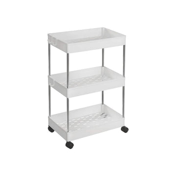 Keuken trolley met wielen, 3 etages, wit, 40 x 22 x 60 cm