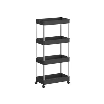 Nisrek - Opbergrek - PP-kunststof - RVS buizen - 22 x 40 x 88 cm - Zwart - 6 haken