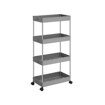 Grijs nisrek - opbergrek - PP kunststof - RVS buizen - 22 x 40 x 88 cm - 20 kg
