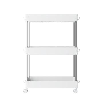 Rolwagen, keukenwagen met 3 niveaus, keukenrek | Wit | 40x22x60 cm