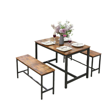 2-delige eetkamerbankenset - keukenbanken - stevig ijzeren frame - 108 x 32,5 x 50 cm