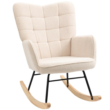 Schommelstoel met armleuningen | Kleur: Beige | Afmetingen: 92x71x101 cm
