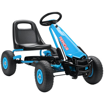Kinder trapkart met verstelbare stoel | Kleur: Blauw en Zwart | Afmetingen: 61x110x62 cm