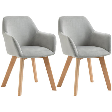 Set van 2 eetkamerstoelen met fluwelen bekleding | Kleur: Grijs | Afmetingen: 57x54x80 cm