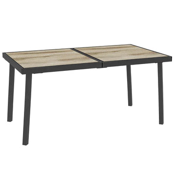 Tuintafel met houten look | Kleur: Grijs | Afmetingen: 85x145x72 cm