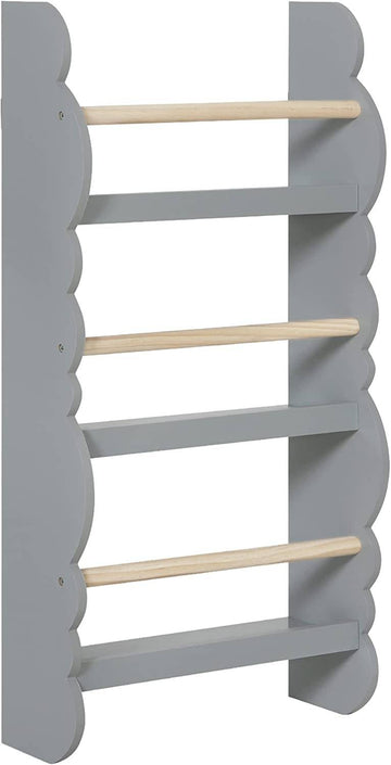 Kinderboekenkast van grenenhout en E1 MDF met 3 planken | Grijs | 42,5x14,5x80 cm