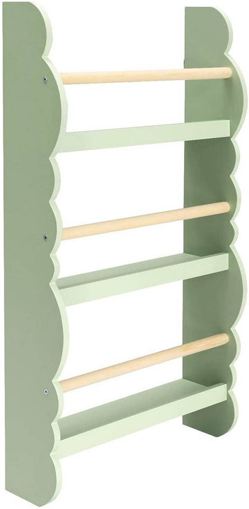 Kinderboekenrek wandrek met 3 planken | Groen | 42,5x14,5x80 cm