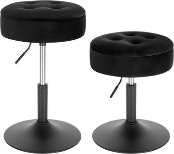 2 verstelbare barstoelen met opbergruimte van fluweel | Zwart