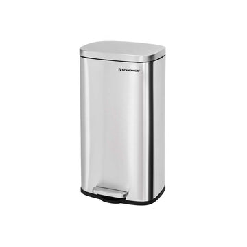 Pedaalemmer 30 L met softclose, roestvrij staal, zilver, 35 x 23,8 x 63 cm