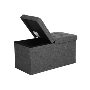 Opbergbank 80L - Ottoman - zitbank - imitatie linnen - MDF - 76x38x38 cm