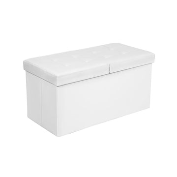 Opbergbank - inklapbaar - scharnierend deksel - PVC/MDF - wit - 76 x 38 x 38 cm