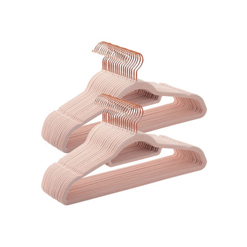 50 fluwelen kleerhangers met roségouden haak - antislip