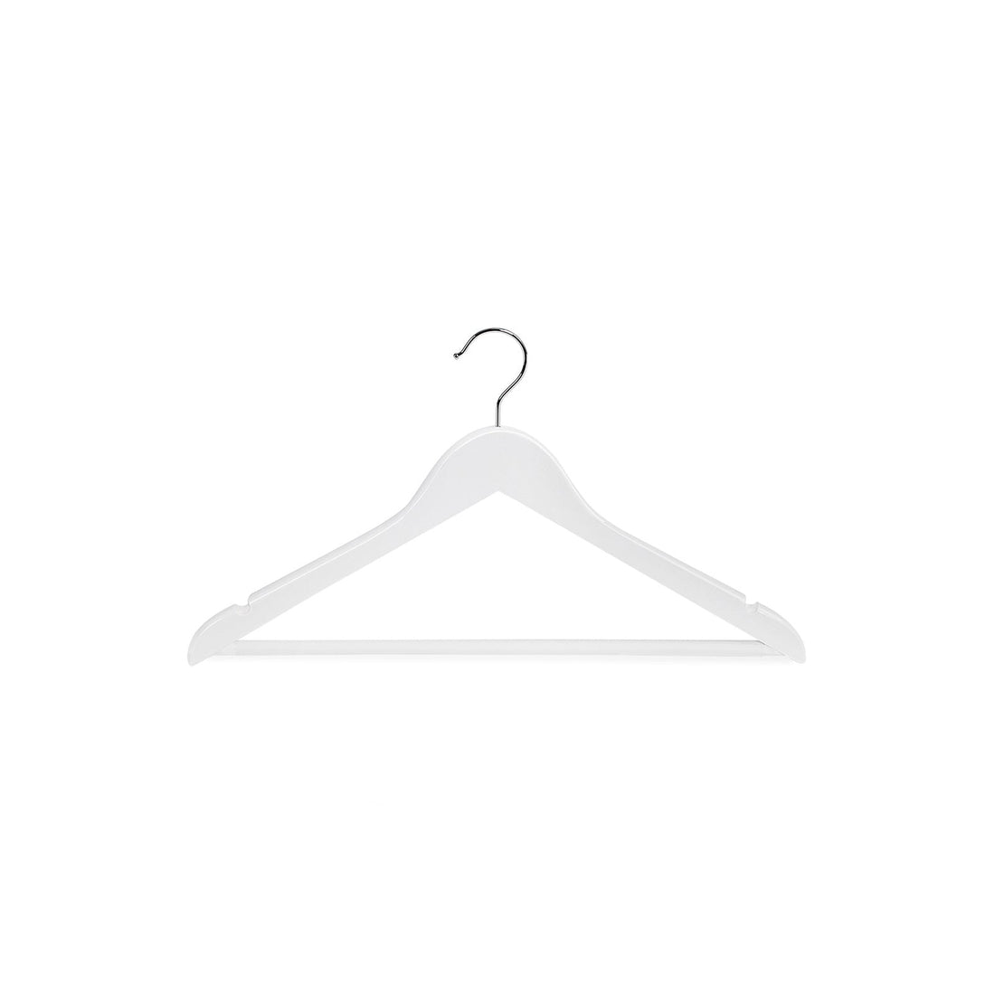 20 witte houten kleerhangers, esdoorn, broekstang, verchroomde haken, 44,5 x 23 x 1,2 cm